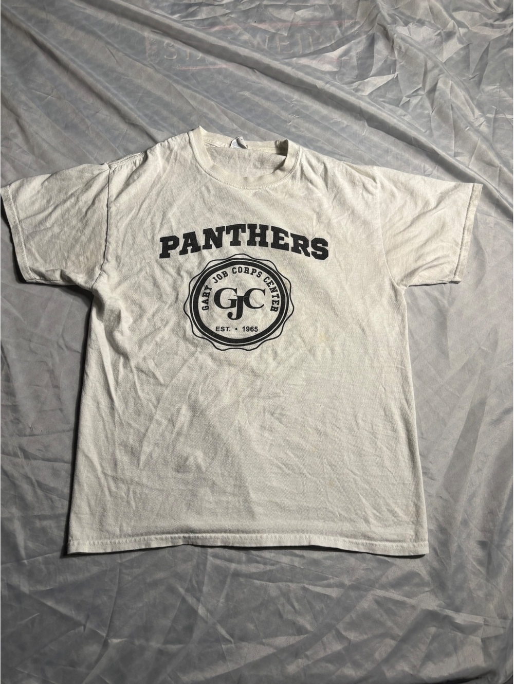 Vintage Panthers Gary Job Corps Center White Cotton T-Shirt,